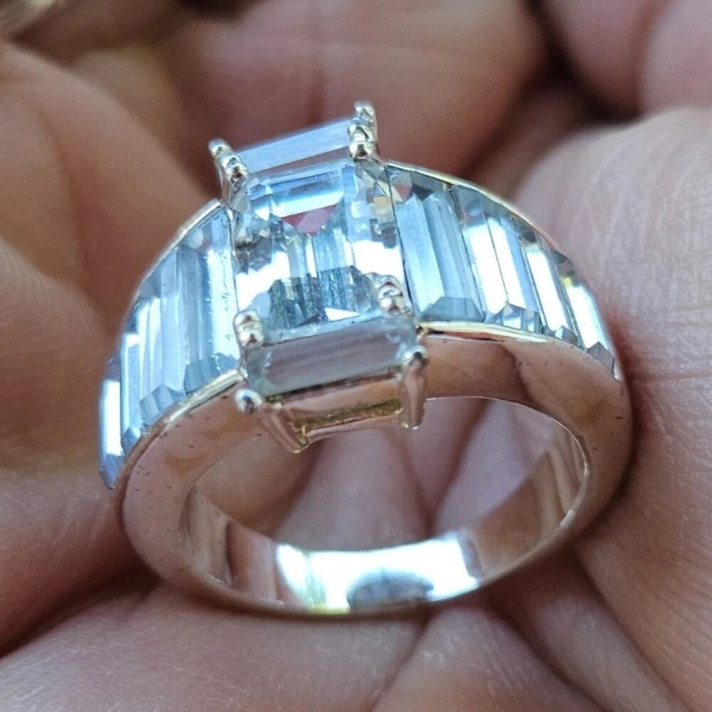 Women Ring Sterling Silver Fine Jewelry Ring Crystal Accent Size 9